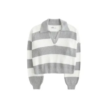 Hollister Knitwear Women's Light Gray Stripes