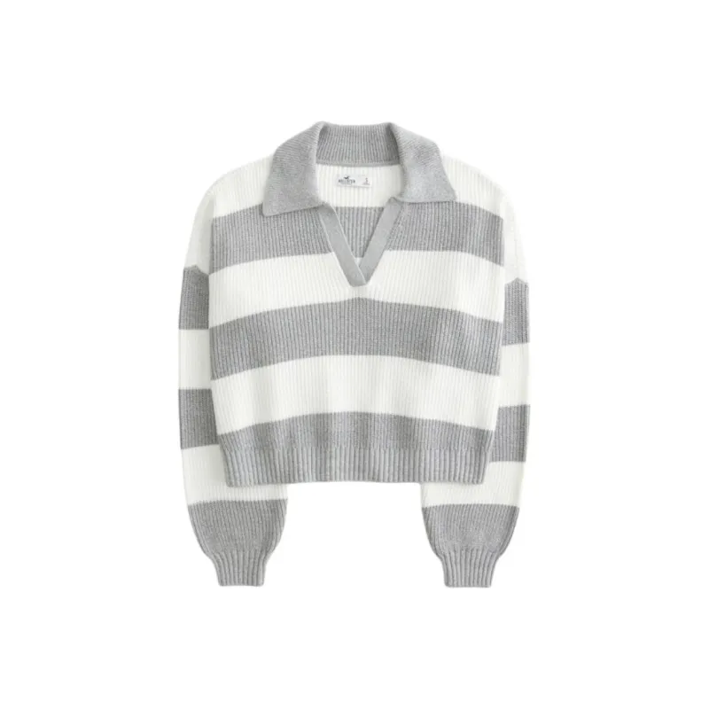 Hollister Knitwear Women's Light Gray Stripes-0