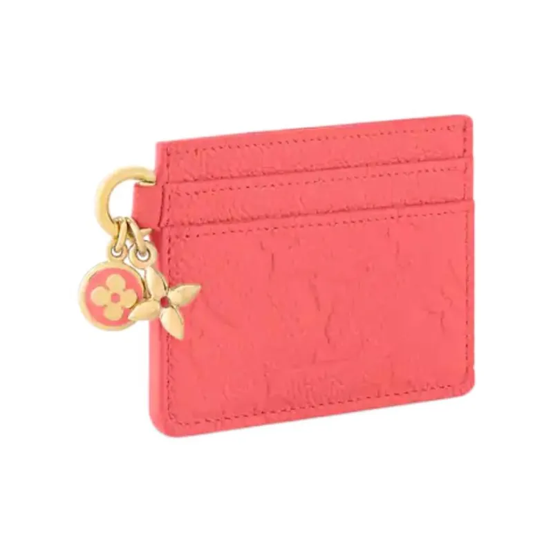 LOUIS VUITTON CHARMS Embossed Grain Cow Leather Card Holder Women's Sweet Coral-2