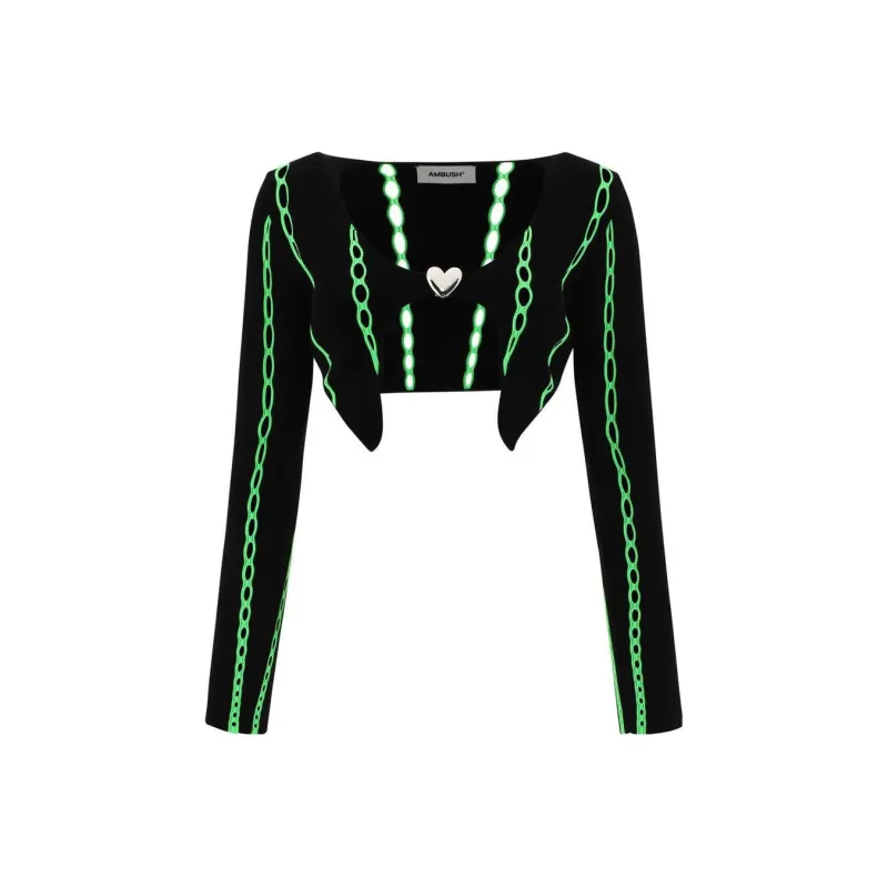 AMBUSH Contrast Trim Cropped Knitted Cardigan-0