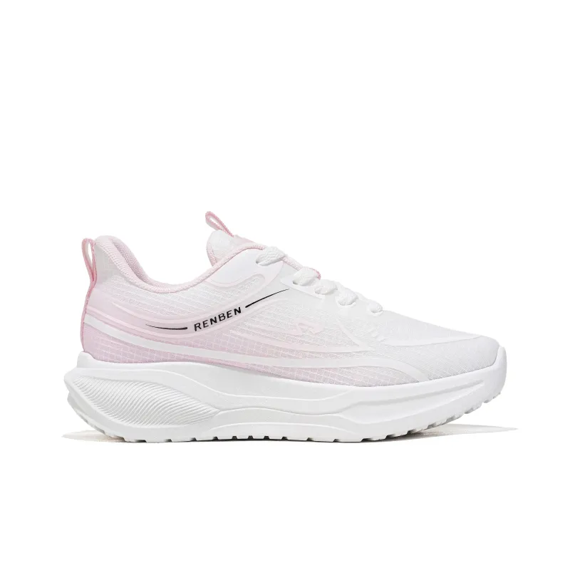 RENBEN Breathable Coverage Low Top Casual Shoes Women's White Pink-1