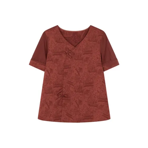 IHIMI Shirt Women's Dark Red Color