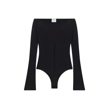 COURREGES Drop Zipped Crepe Jersey Bodysuit