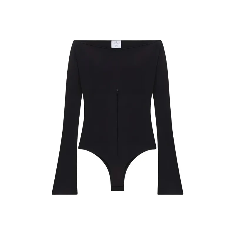 COURREGES Drop Zipped Crepe Jersey Bodysuit-0