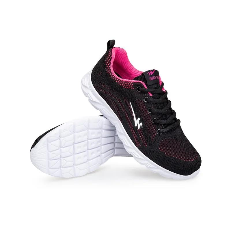 Binary Cushioning, Lightweight, Breathable Low Top Running Shoes Women's Black Rose Red-2