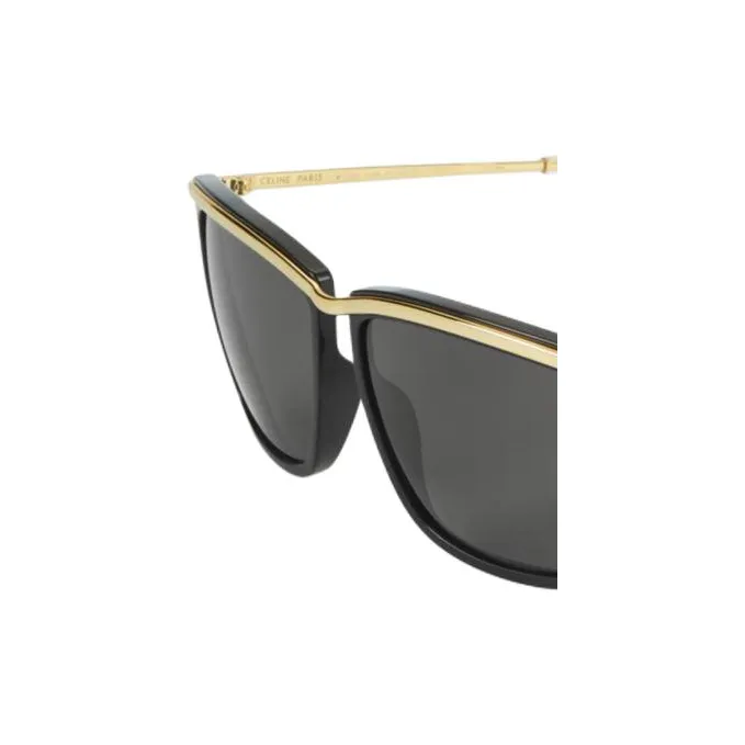 CELINE Acetate Square Sunglasses Women's Gold-2