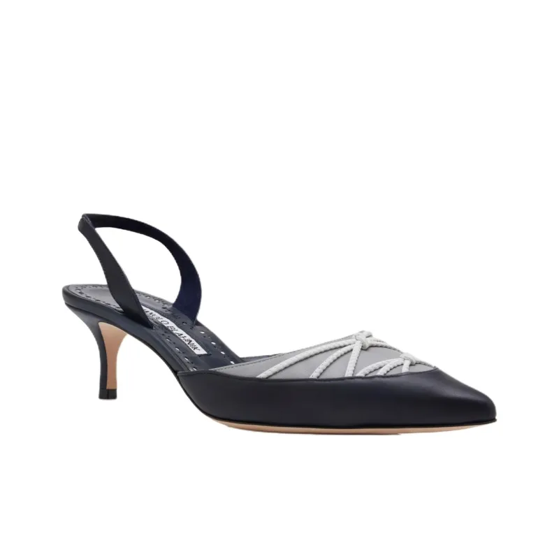 MANOLO BLAHNIK Maretsli Slim Heel High Heels 5cm Women's Dark Blue-2