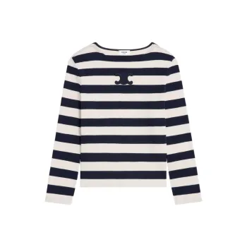CELINE Triomphe Marinière T shirt In Cotton Jersey