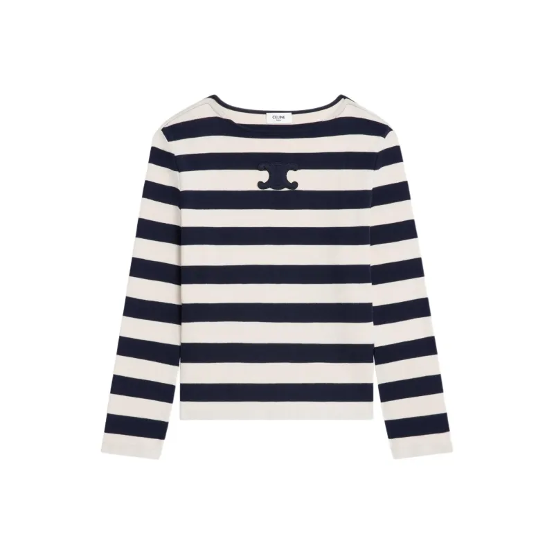 CELINE Triomphe Marinière T shirt In Cotton Jersey-0