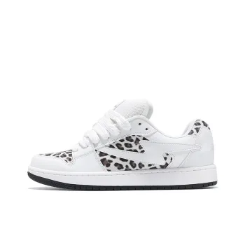 TINMUU Low Top Skateboard Shoes Unisex Leopard Print White