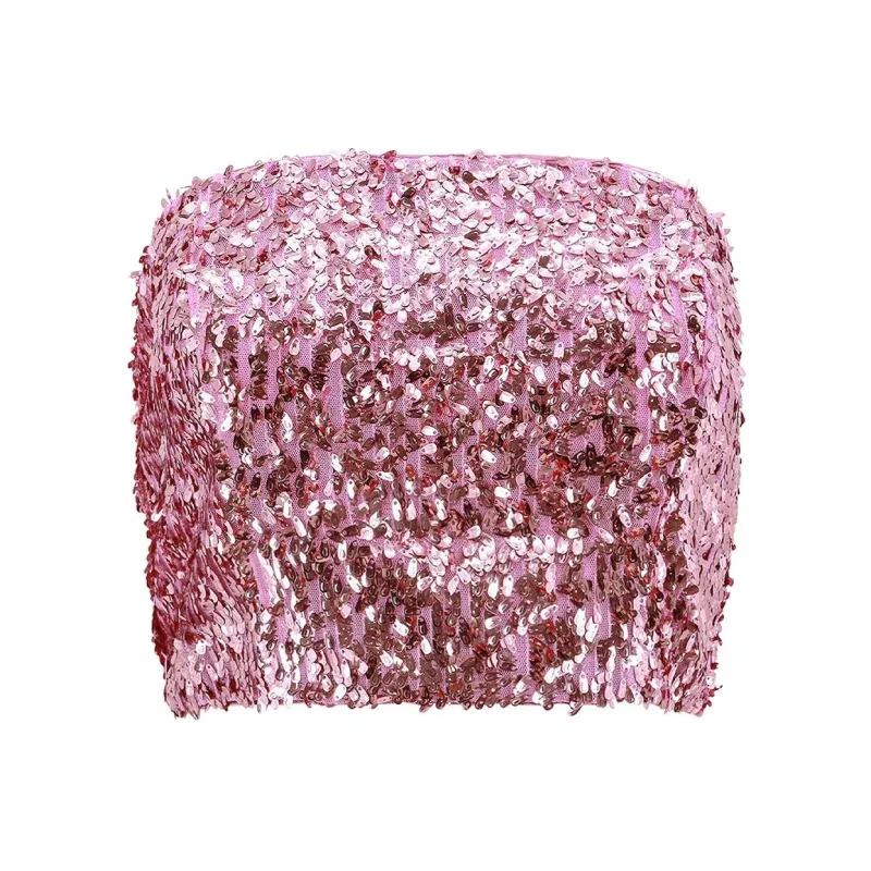Rotate Sequined Cropped Top-0