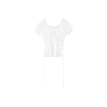 Fstudio Short-Sleeved Cinched Waist Shirt Women's White