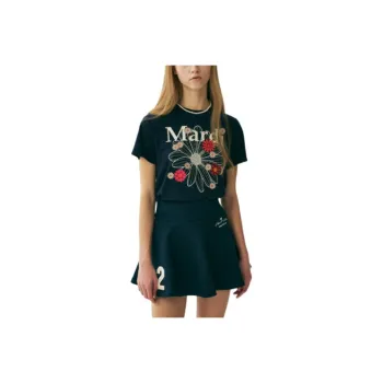 MARDI MERCREDI T Shirt Women's Marine Blue Korean Style