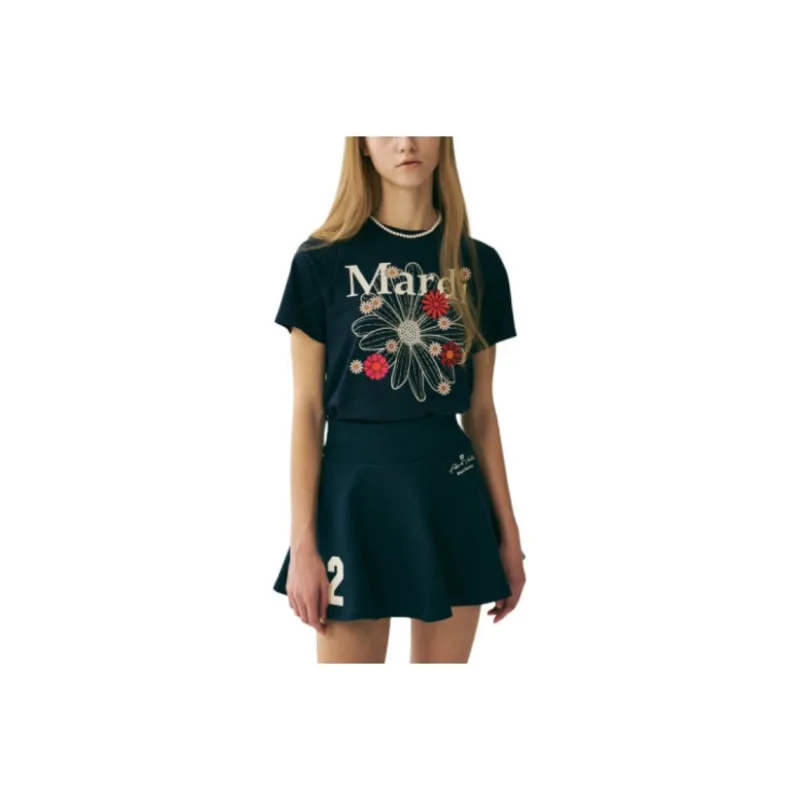 MARDI MERCREDI T Shirt Women's Marine Blue Korean Style-0
