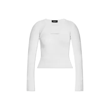 DSQUARED 2 Cut Out Ribbed Knit Crewneck Top