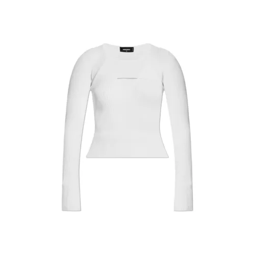DSQUARED 2 Cut Out Ribbed Knit Crewneck Top