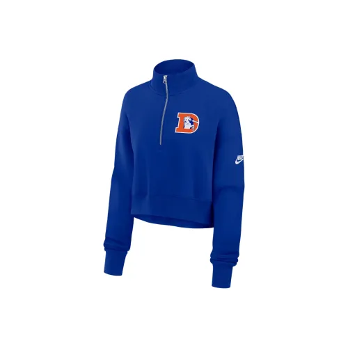 Nike pink Broncos Rewind Phoenix Women's Nike Nfl Cropped 1/4 Zip Crew