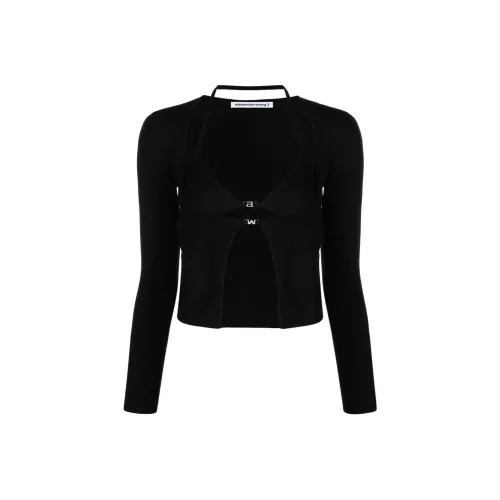 Alexander Wang Twinset Hybrid Crystal Logo Bikini Cardigan Black