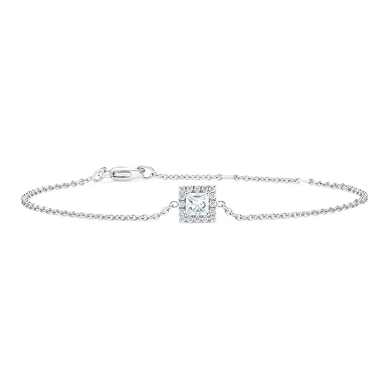 De Beers 18kt White Gold Aura Princess cut Diamond Bracelet-0