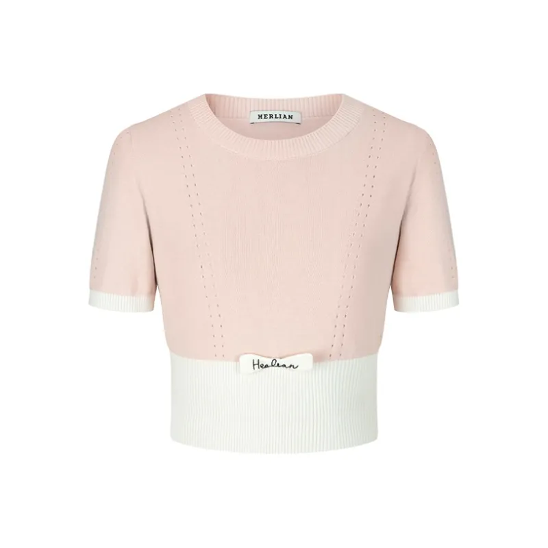 HERLIAN T Shirt Women's White & Pink-0