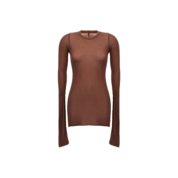 RICK OWENS Long Sleeved Hip Length Ribbed T Shirt