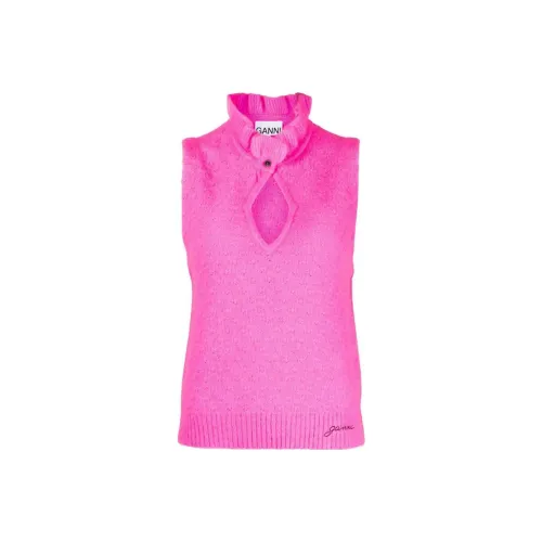 GANNI Cut Out Sleeveless Knitted Top