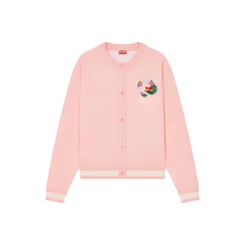 KENZO Year Of The Dragon Embroidered Cardigan Sweater Women's Pink