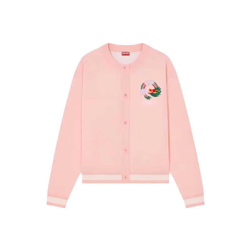 KENZO Year Of The Dragon Embroidered Cardigan Sweater Women's Pink-0