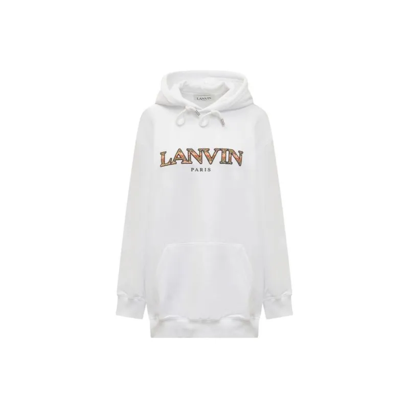 Lanvin Logo Embroidered Drawstring Hoodie-0