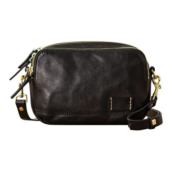 Back Step Cow Leather Crossbody Bag Men's Black