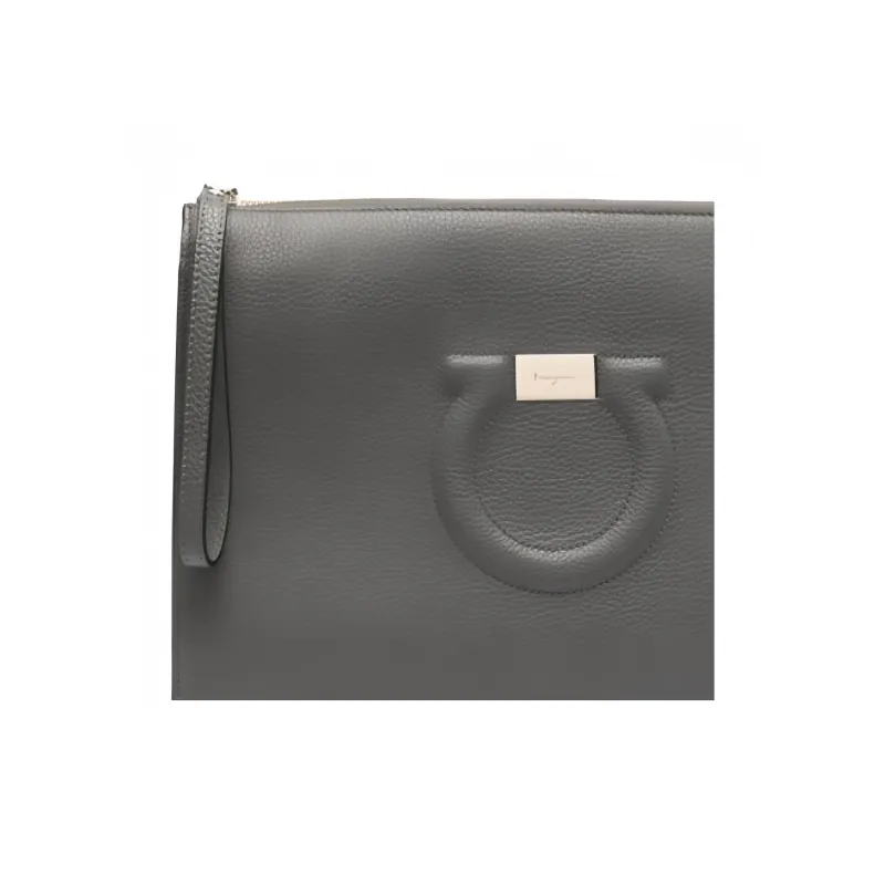 FERRAGAMO Leather Coin Purse Men's Gray-3