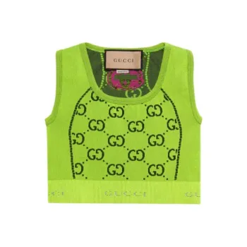 GUCCI Gg Jersey Jacquard Sleeveless Top 'Fluo Yellow/Black'