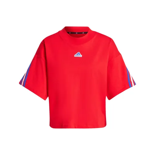 Adidas Women's Future Icons 3 Stripes T Shirt Better Scarlet