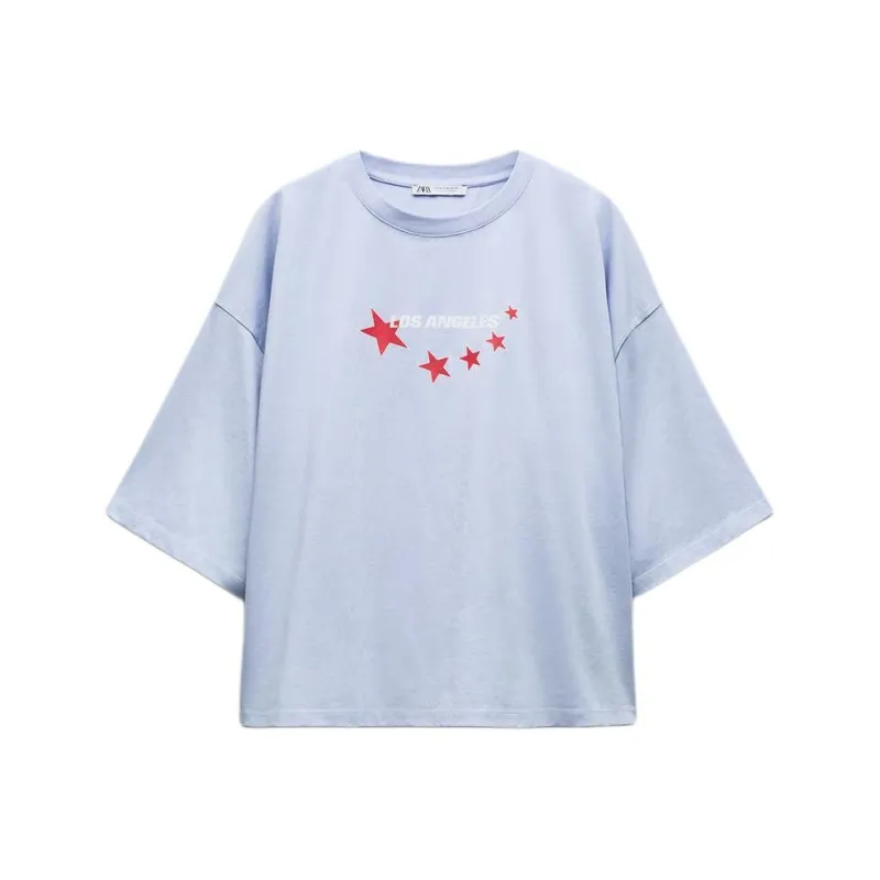 ZARA T-Shirt Women's Blue/Light Purple-0