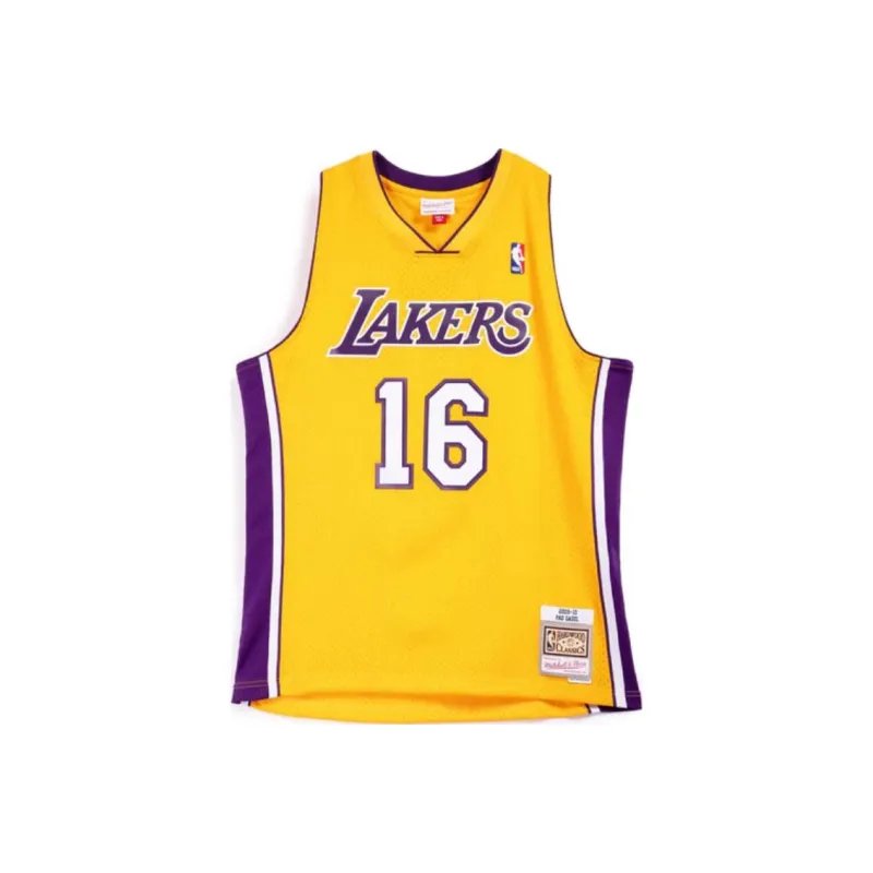 Mitchell Ness 2009/10 Hardwood Classics Pau Gasol Los Angeles Lakers Swingman Jersey-0