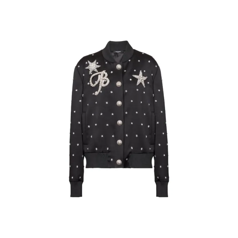 BALMAIN Stars Embroidered Bomber Jacket-0