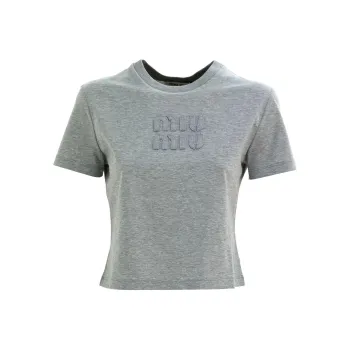 MIU MIU Crewneck Cropped T-Shirt