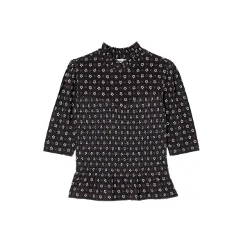 Sandro Star print Smocked waist Top