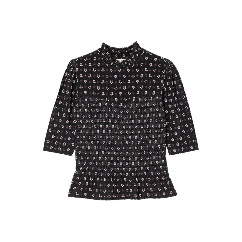 Sandro Star-print Smocked-waist Top-0