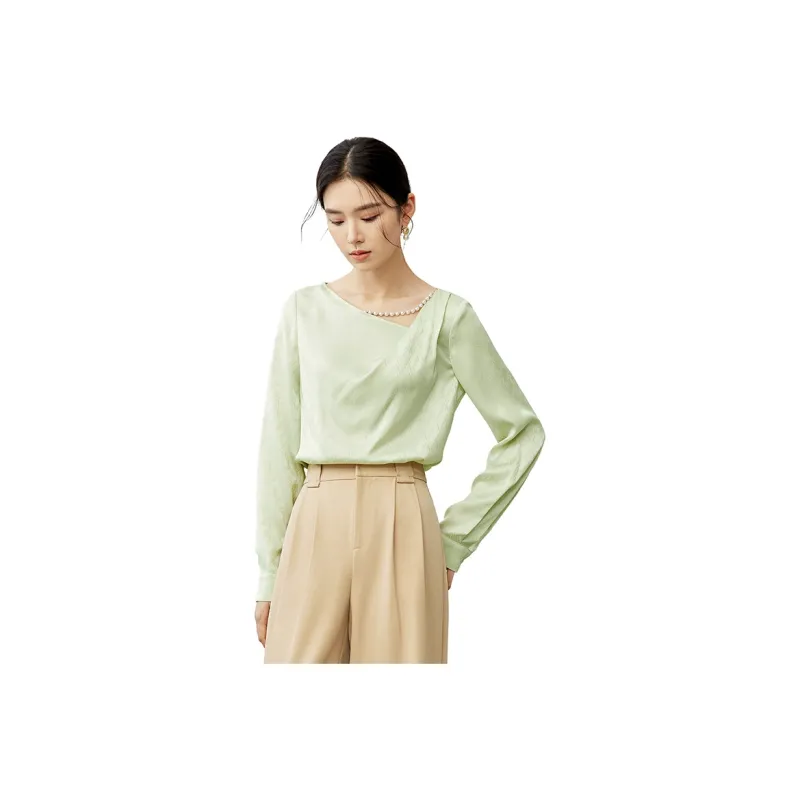 SENTUBILA Chiffon Shirts Women's Green-0