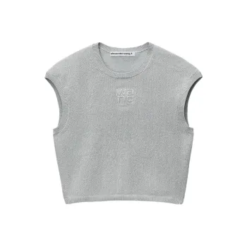 Alexander Wang Logo embossed Cap sleeved Knitted T shirt