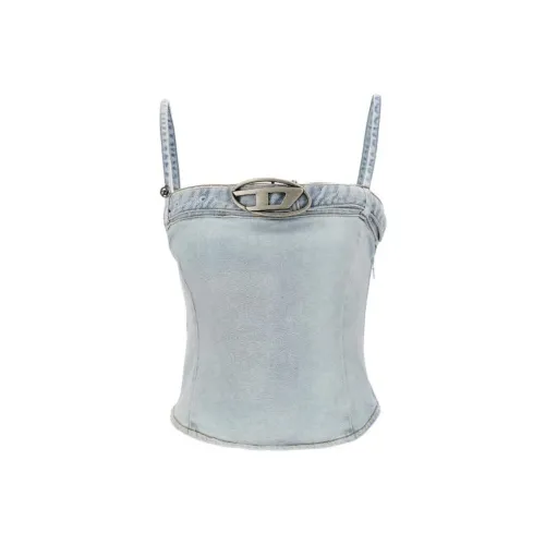 DIESEL De Lucy S Logo Plaque Denim Tank Top