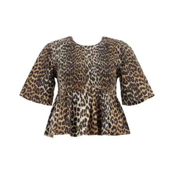 GANNI Leopard Printed Top