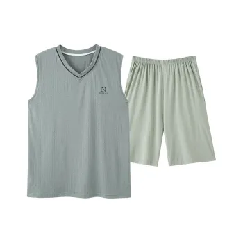 JINXU Pajama Set Men's Light Cyan