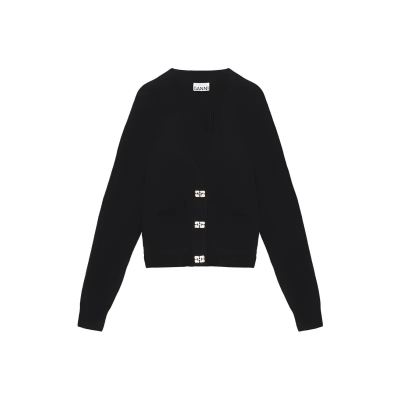 GANNI Soft Wool Cardigan 'Black'-0