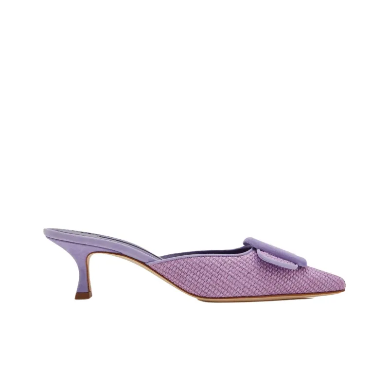 MANOLO BLAHNIK Maysalebi Closed Toe Slippers 5cm Women's Purple-1