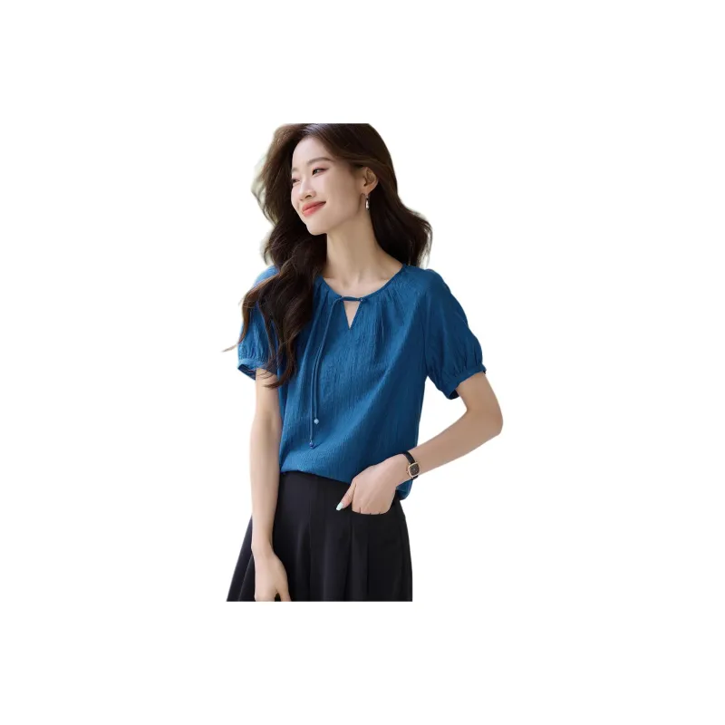 Mo Han Yi Mei Shirt Women's Peacock Blue-0