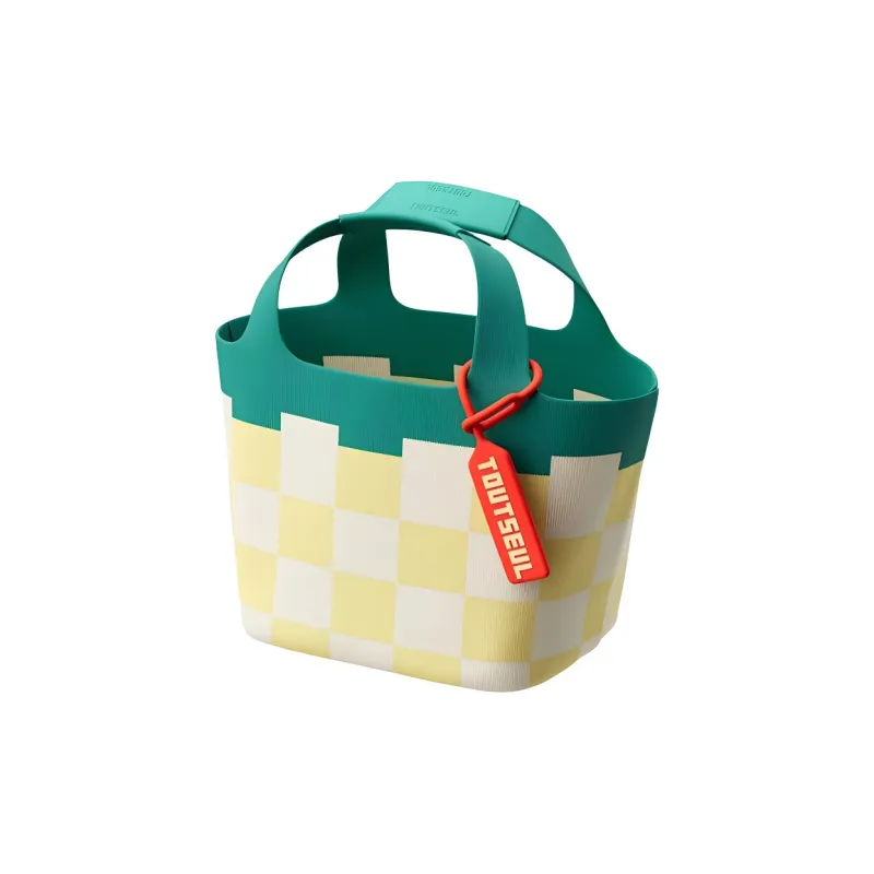TOUTSEUL YOLO Polyester Handbag Medium Size Women's Green Yellow Plaid-0
