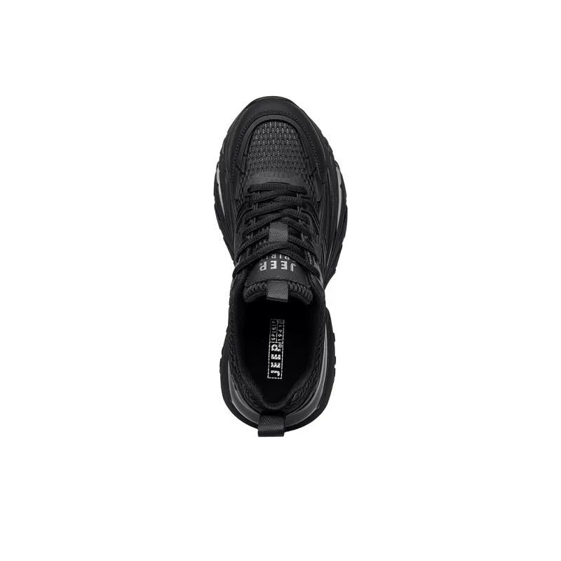 JEEP SPIRIT Abrasion Resistant Breathable Height Increasing Low Top Chunky Sneakers Men's Black-4