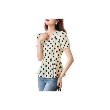 XWI Shirt Women's Black White Polka Dot